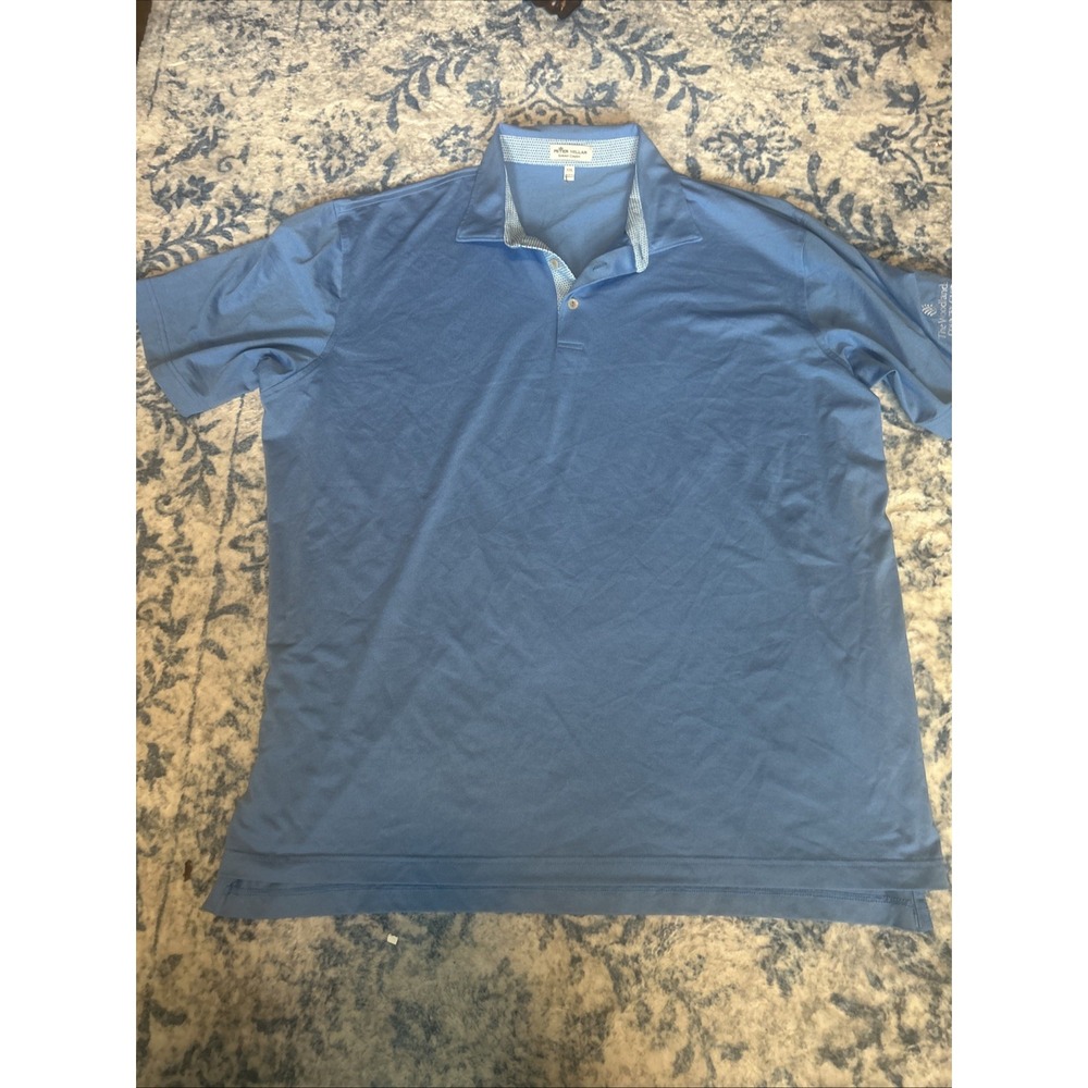 Peter Millar Summer Comfort Solid Blue Stretch Golf Shirt Mens 2XL